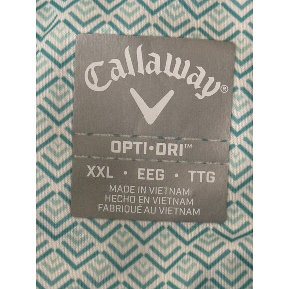 Callaway Mens Swing Tech Opti-Dri Polo Shirt XXL Light Blue Geometric Pattern - Picture 3 of 9